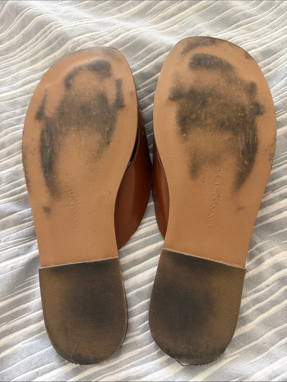 Banana Republic Tan/Brown Leather Slide Sandals